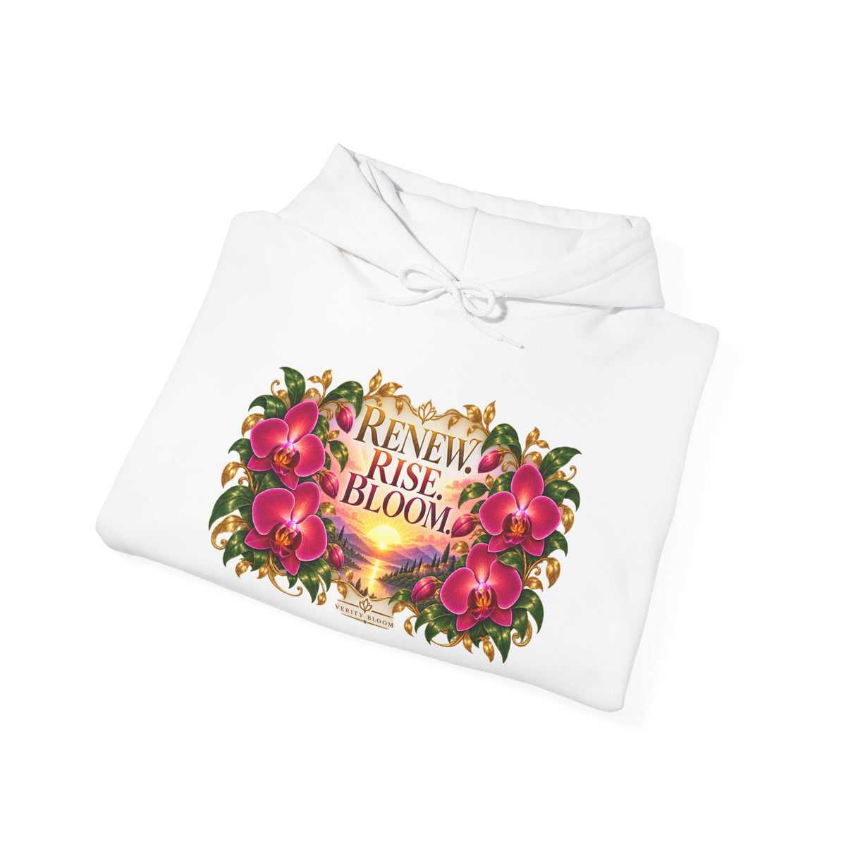 Floral 'Renew, Rise, Bloom' Hoodie – Botanical Inspirational Sweatshirt