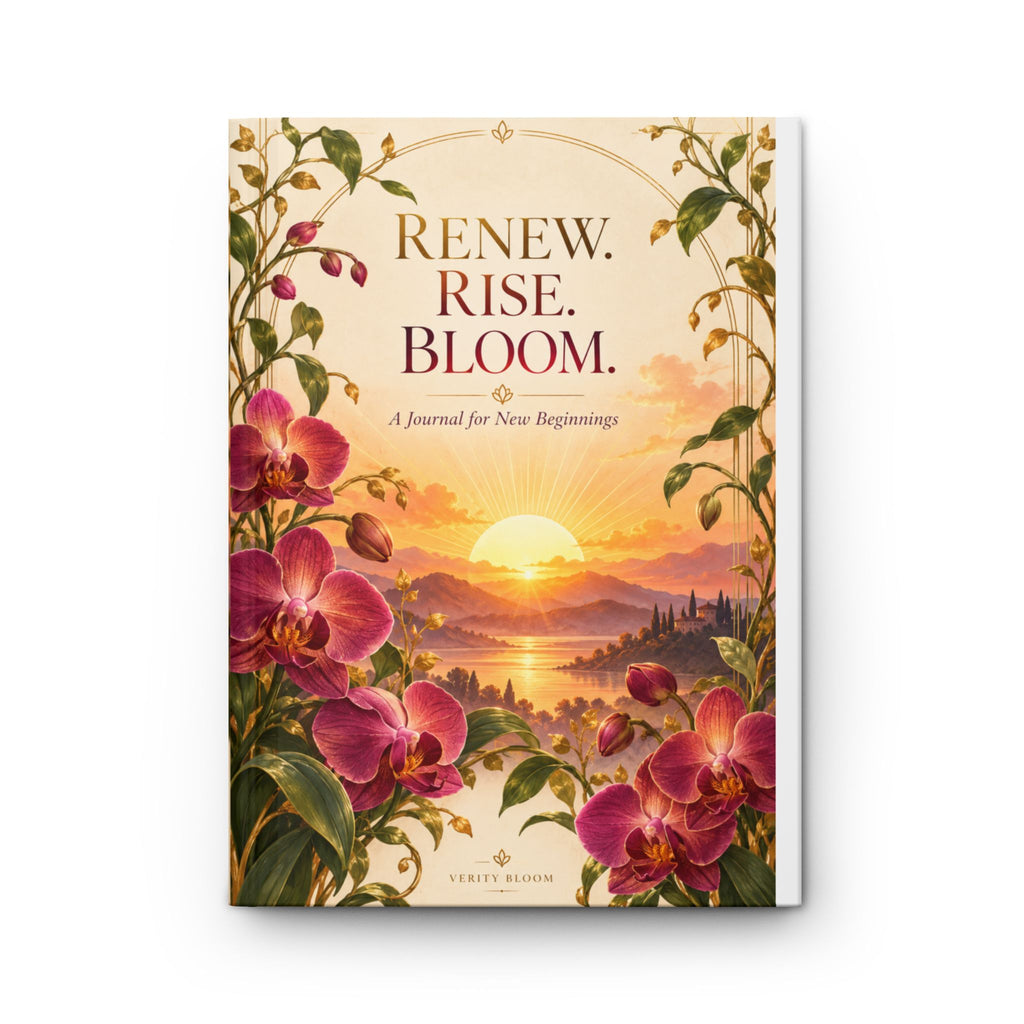 Renew. Rise. Bloom. Hardcover Journal — "I Welcome New Beginnings" Inspirational Notebook for Reflection & New Starts