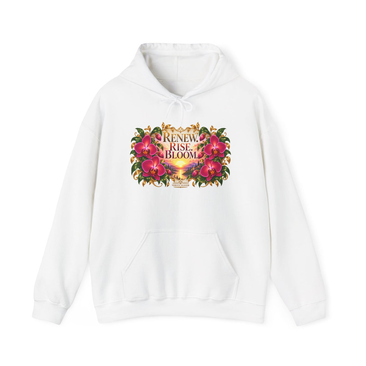 Floral 'Renew, Rise, Bloom' Hoodie – Botanical Inspirational Sweatshirt